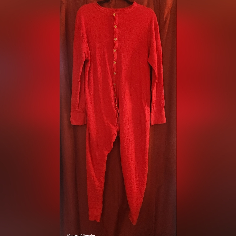 Classic Red Duofold Button-Up Onesie Union Suit